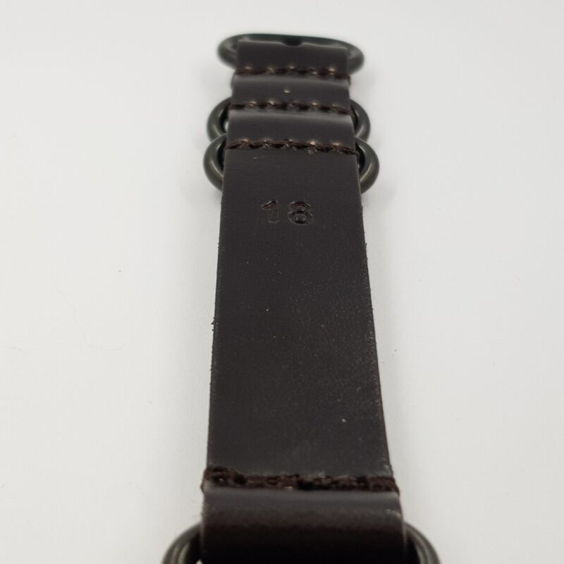 24mm Leather Military-Style Watch Strap – Dark Brown with Black Buckle #54641