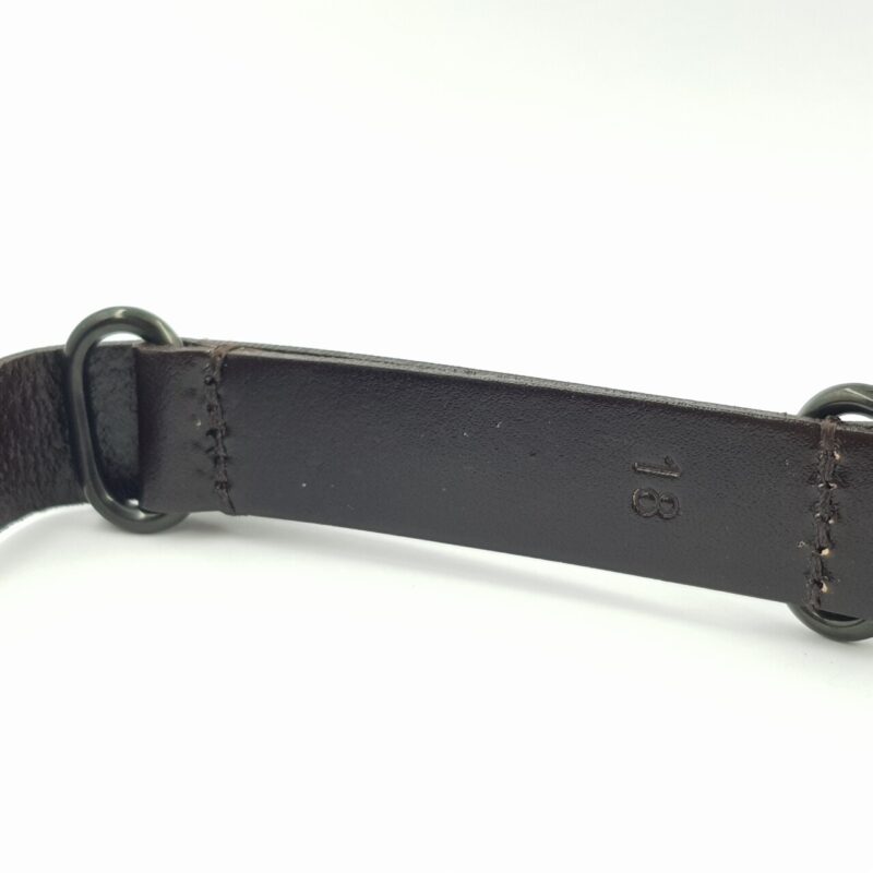 24mm Leather Military-Style Watch Strap – Dark Brown with Black Buckle #54641