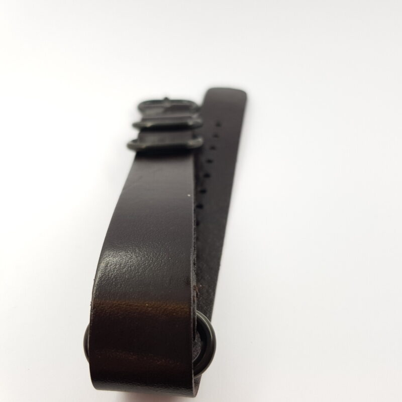 24mm Leather Military-Style Watch Strap – Dark Brown with Black Buckle #54641