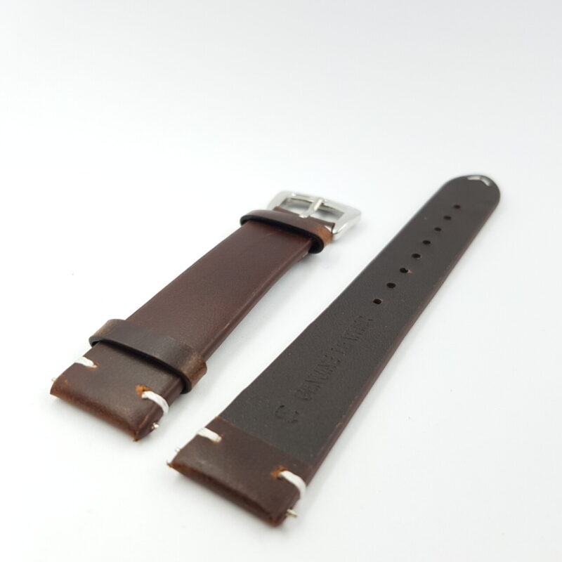 22mm Dark-Brown Watch Strap / Band with Silver Buckle #65635