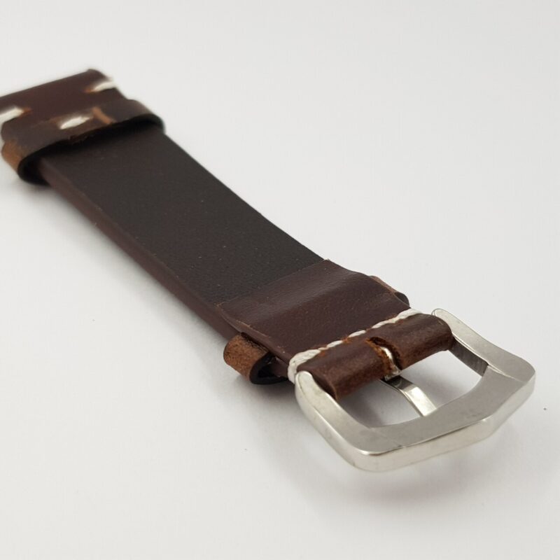 22mm Dark-Brown Watch Strap / Band with Silver Buckle #65635