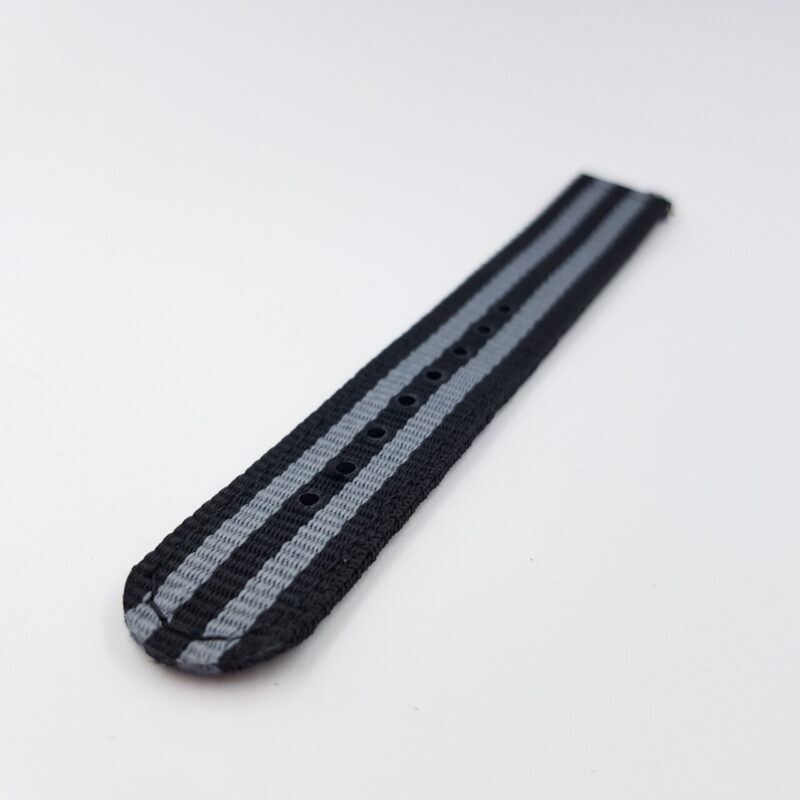 22mm Black & Grey Nylon Watch Strap / Band with Black Buckle #65636