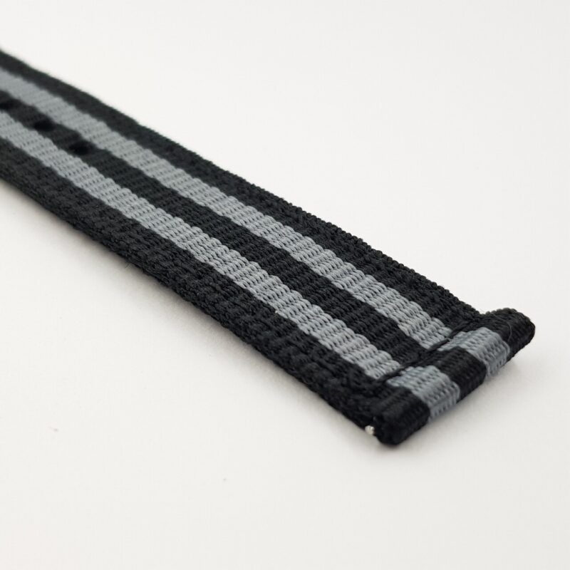 22mm Black & Grey Nylon Watch Strap / Band with Black Buckle #65636