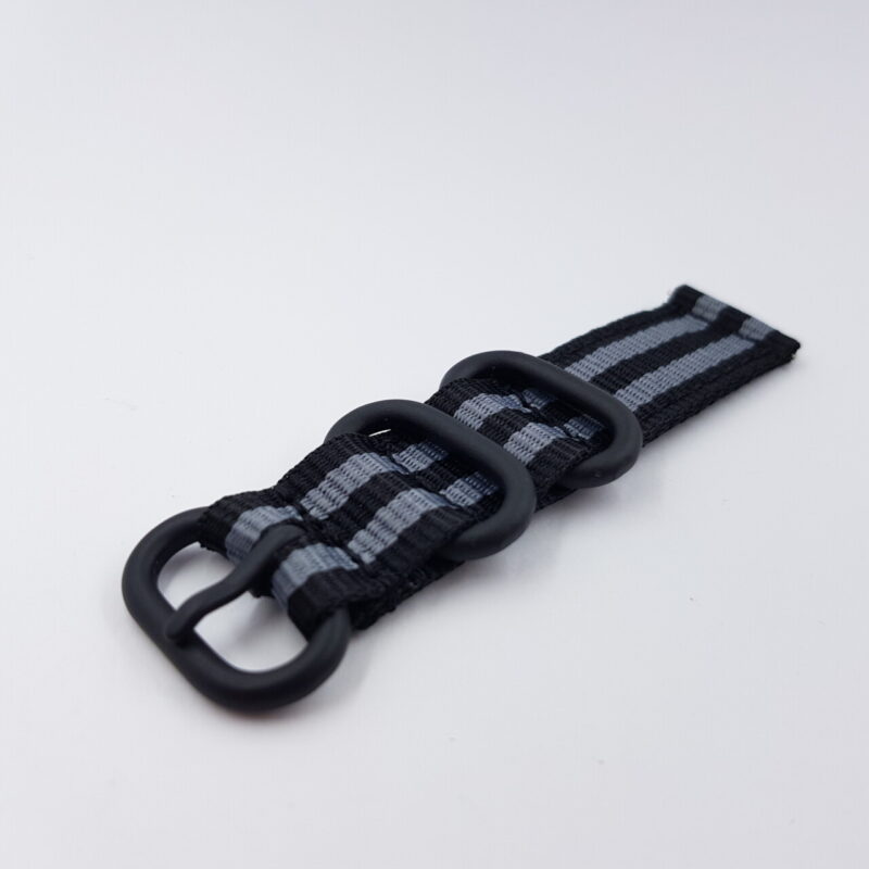 22mm Black & Grey Nylon Watch Strap / Band with Black Buckle #65636