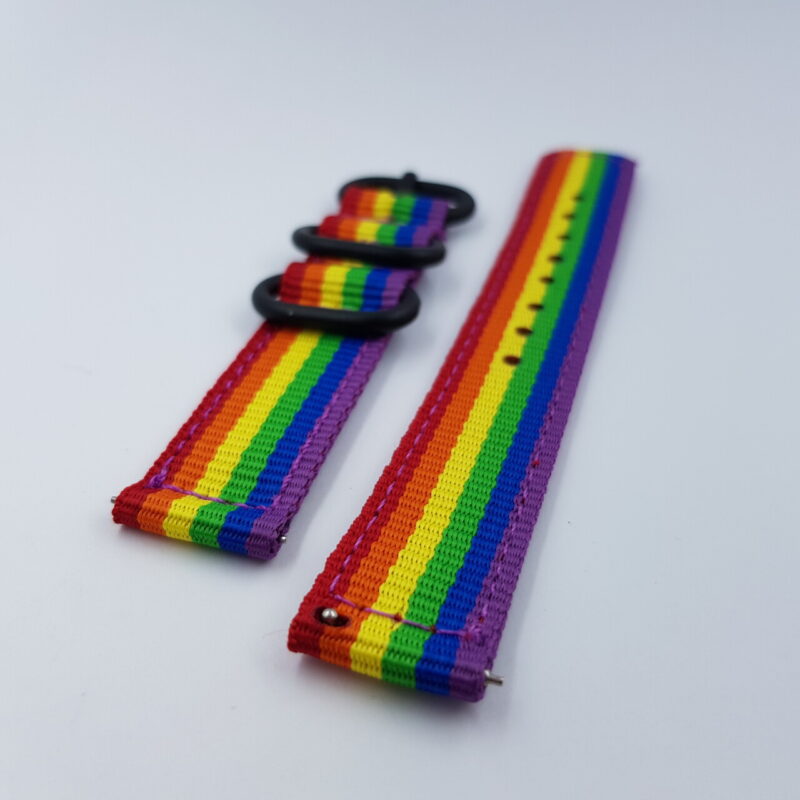 22mm Rainbow Nylon Watch Strap / Band with Black Buckle #65637