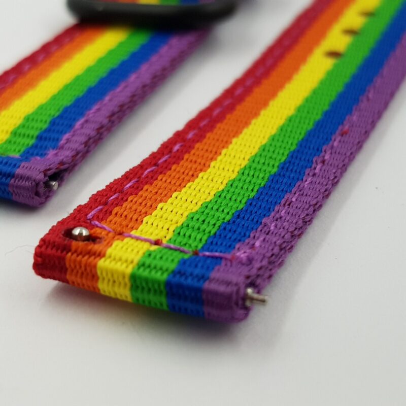 22mm Rainbow Nylon Watch Strap / Band with Black Buckle #65637 - Image 3