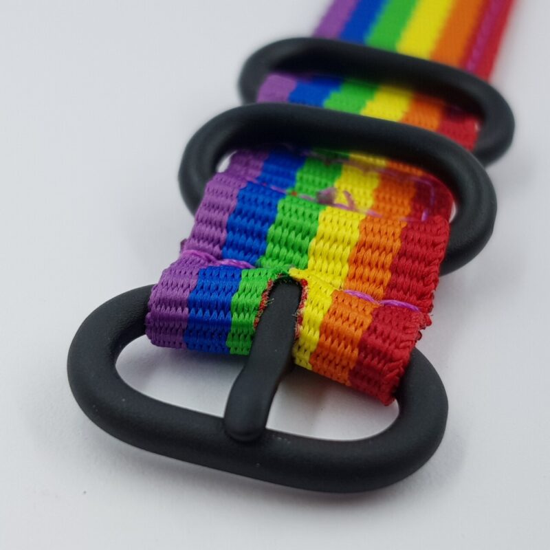 22mm Rainbow Nylon Watch Strap / Band with Black Buckle #65637 - Image 2