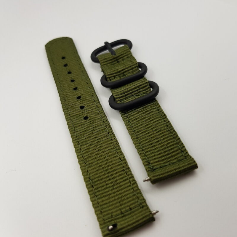 22mm Green Nylon Watch Strap / Band with Black Buckle #65634