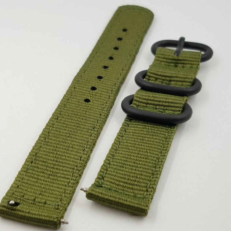 22mm Green Nylon Watch Strap / Band with Black Buckle #65634