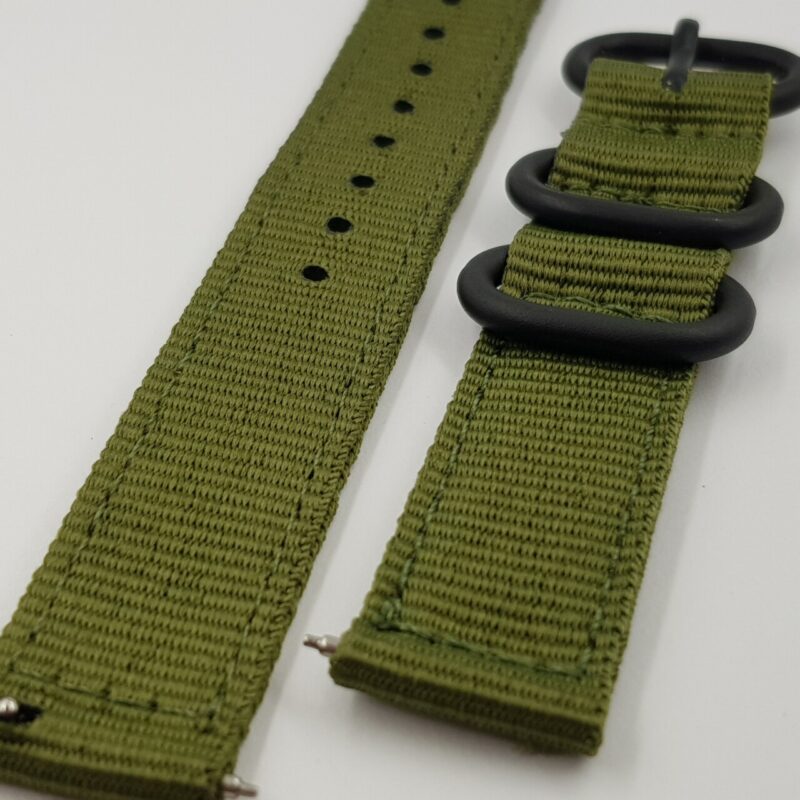 22mm Green Nylon Watch Strap / Band with Black Buckle #65634