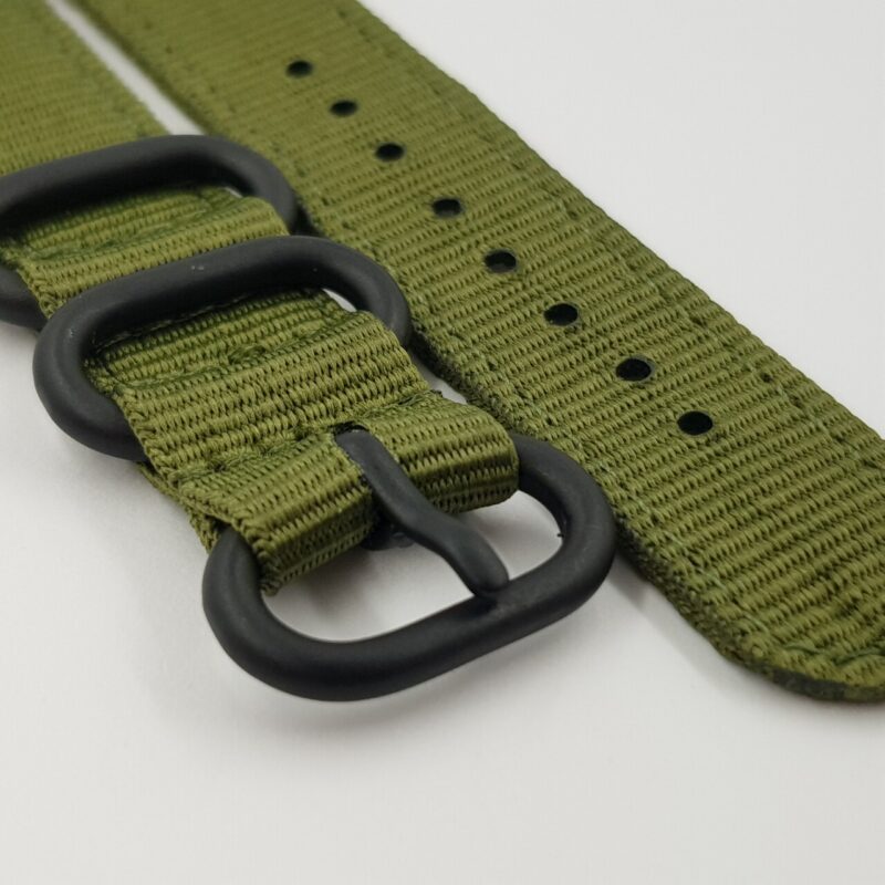 22mm Green Nylon Watch Strap / Band with Black Buckle #65634