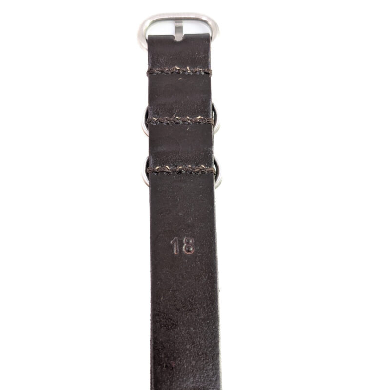 18mm Leather Military-Style Watch Strap – Dark Brown with Silver Buckle #54643