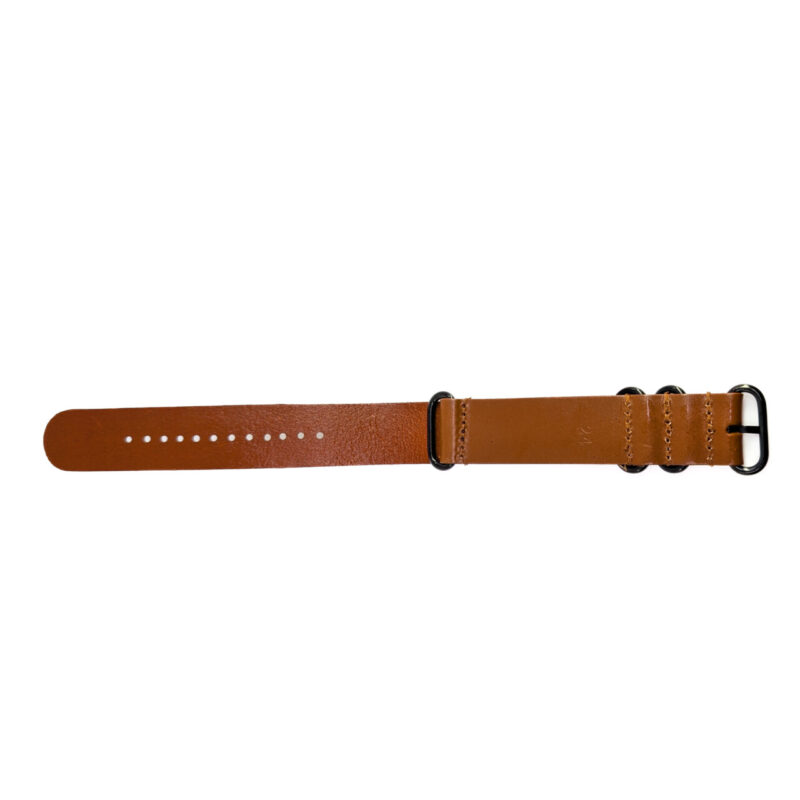 A light brown leather strap with a NATO military style design