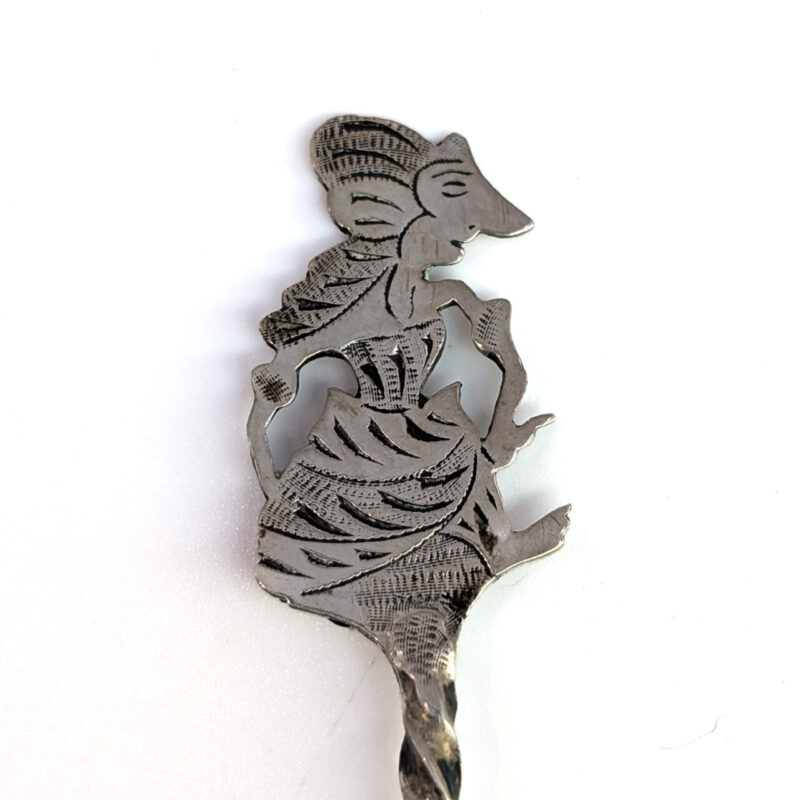 Antique 800 Silver Indonesian Yogya Wayang Figure Teaspoon #65699 - Image 2