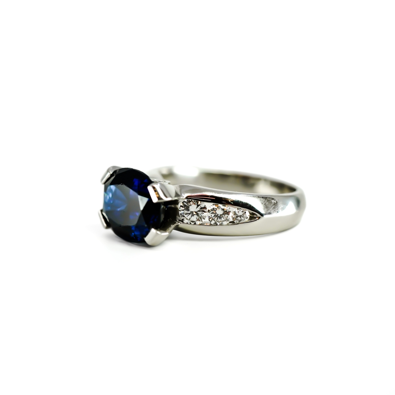 Platinum 4.60ct Sapphire & Diamond Ring Val $10150 Size N 1/2 #64966 Platinum 4.60ct Sapphire & Diamond Ring Val $10150 Size N 1/2 #64966 - Image 5