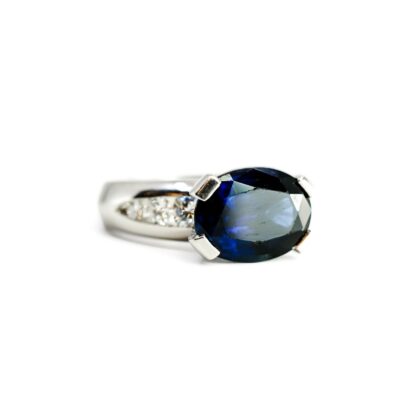 Platinum 4.60ct Sapphire & Diamond Ring Val $10150 Size N 1/2 #64966