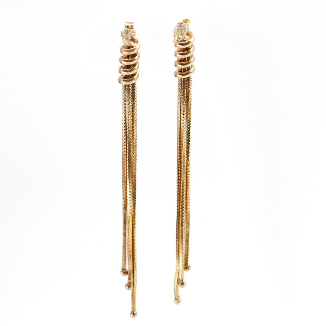 Silver Filled Stud Tassel Drop Earrings #65118