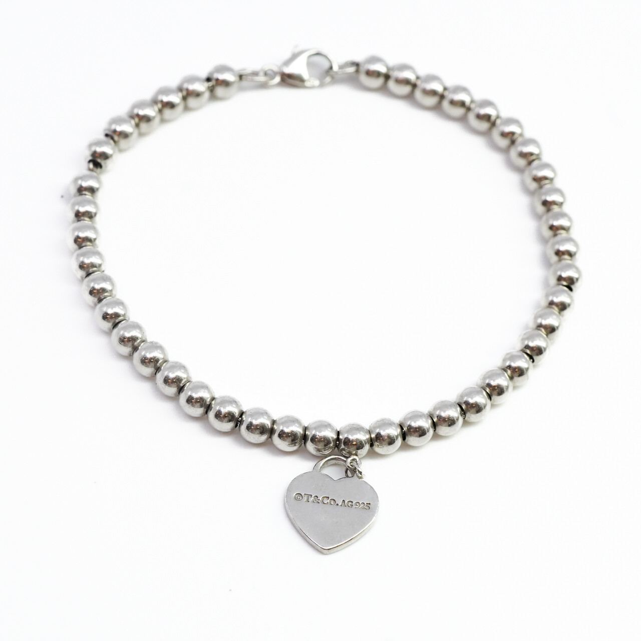 Tiffany & Co Sterling Silver Return to Tiffany Heart Tag Bead Bracelet #60636