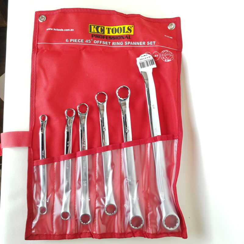 KC Tools 6 Piece 45 Degree Ring Spanner Set - 3/8" to 1" AF *New* #65589