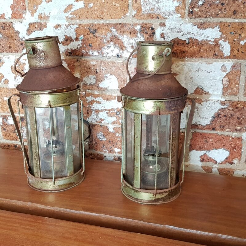 Antique Pair of Kerosene Lamps/Lanterns #57326 - Image 3