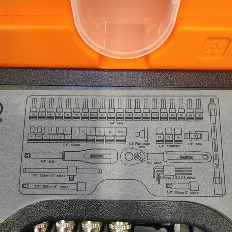 Bahco S460 46 Piece 1/4″ Square Drive Metric Chrome Socket Set – Near New Condition #65588 - Image 8