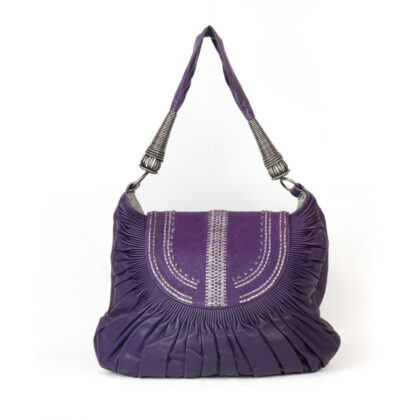 Christian Dior Purple Pleated Leather Plisse Shoulder Bag with Auth Card - LGM442001 #65587