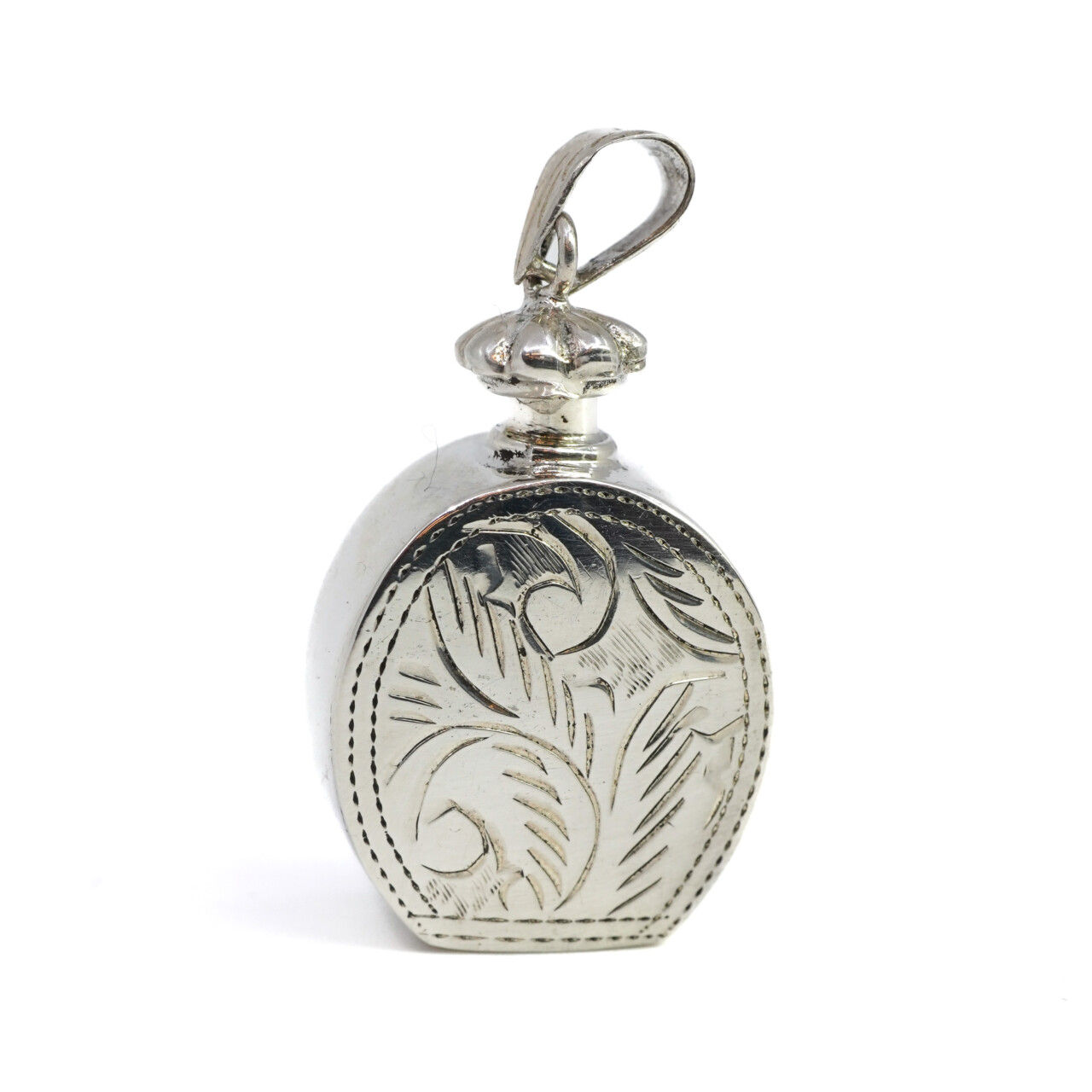 Vintage Engraved Perfume Bottle Pendant – Sterling Silver #4255-16
