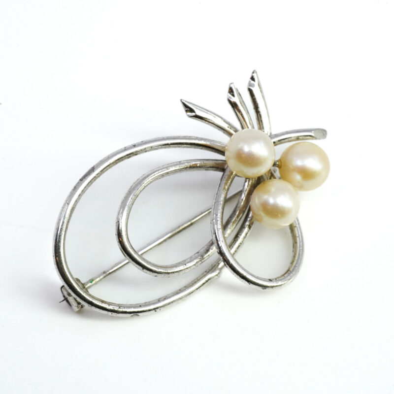 Collection of 3 Costume Brooches – Pearls & Diamantés #4255-1 - Image 2