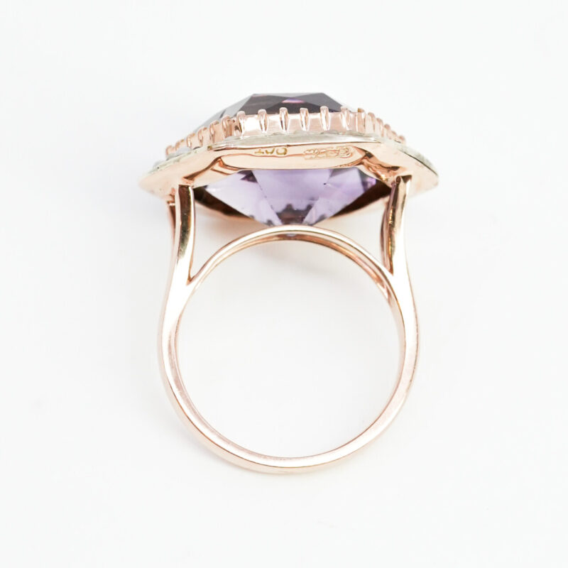 Vintage Amethyst & Seed Pearl Ring in 9ct Rose Gold Size O #62192 - Image 12