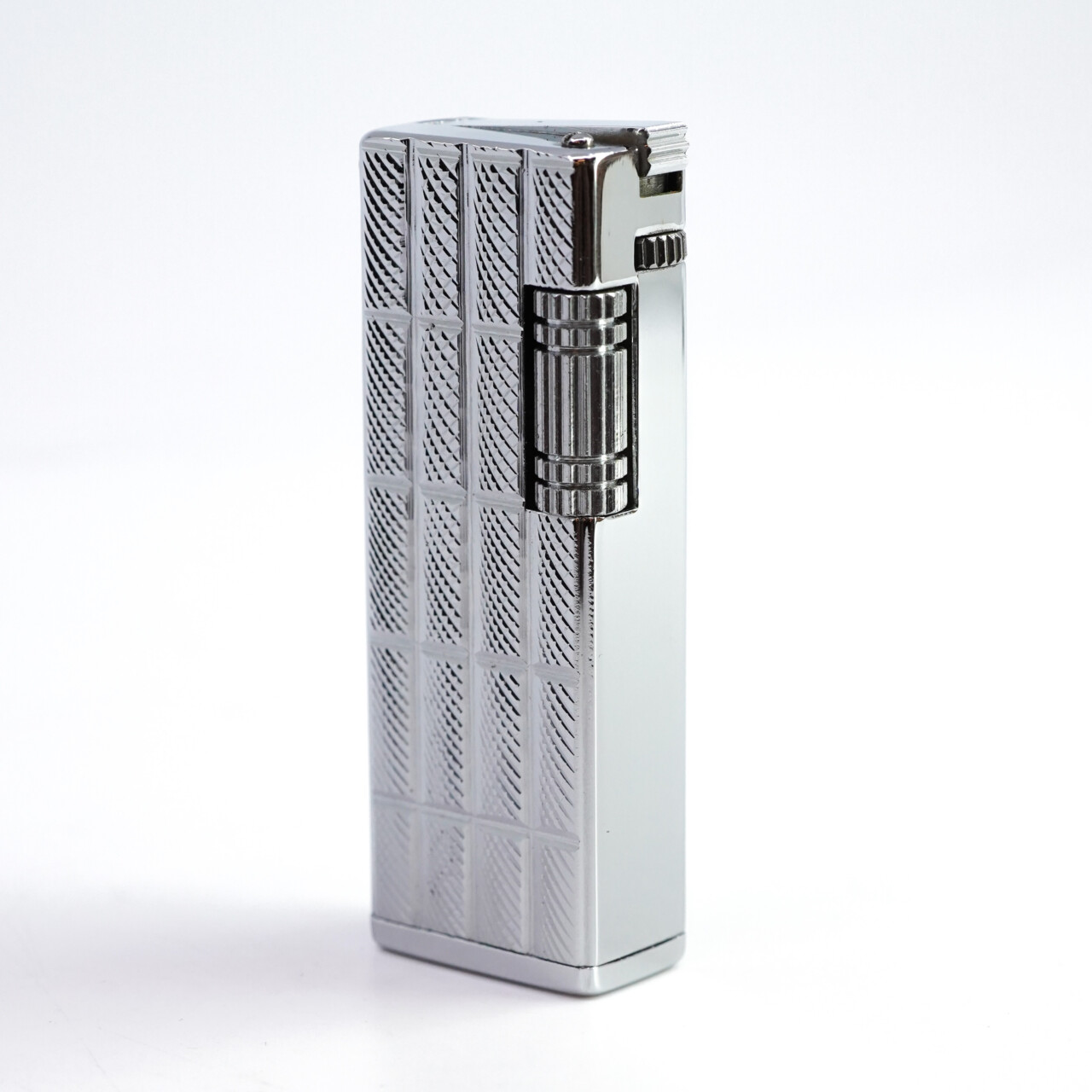 Vintage Sunex Silver-Tone Gas Lighter With Box #64677-3