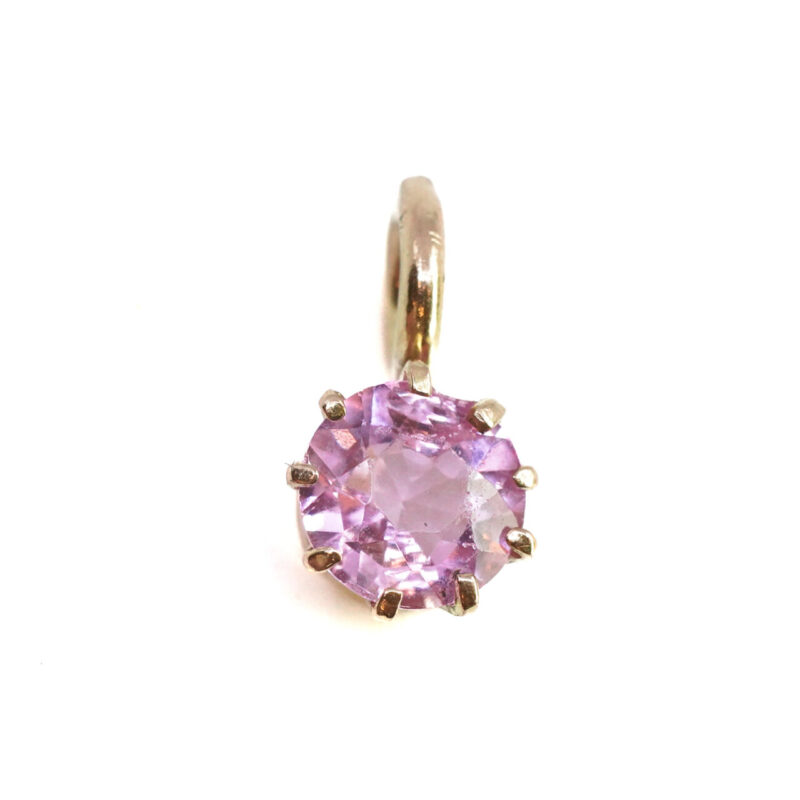 9ct Yellow Gold Round Pink CZ Pendant #4255-45