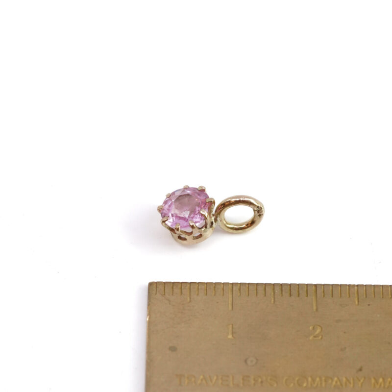 9ct Yellow Gold Round Pink CZ Pendant #4255-45 - Image 5