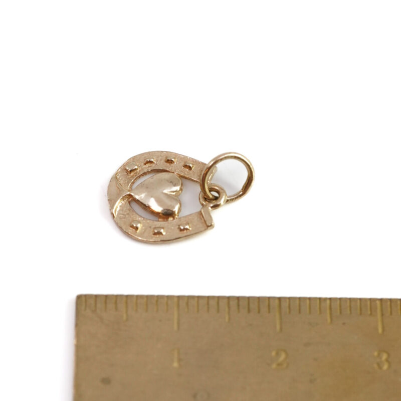 9ct Yellow Gold Lucky Horseshoe Heart Charm #D65320 - Image 5