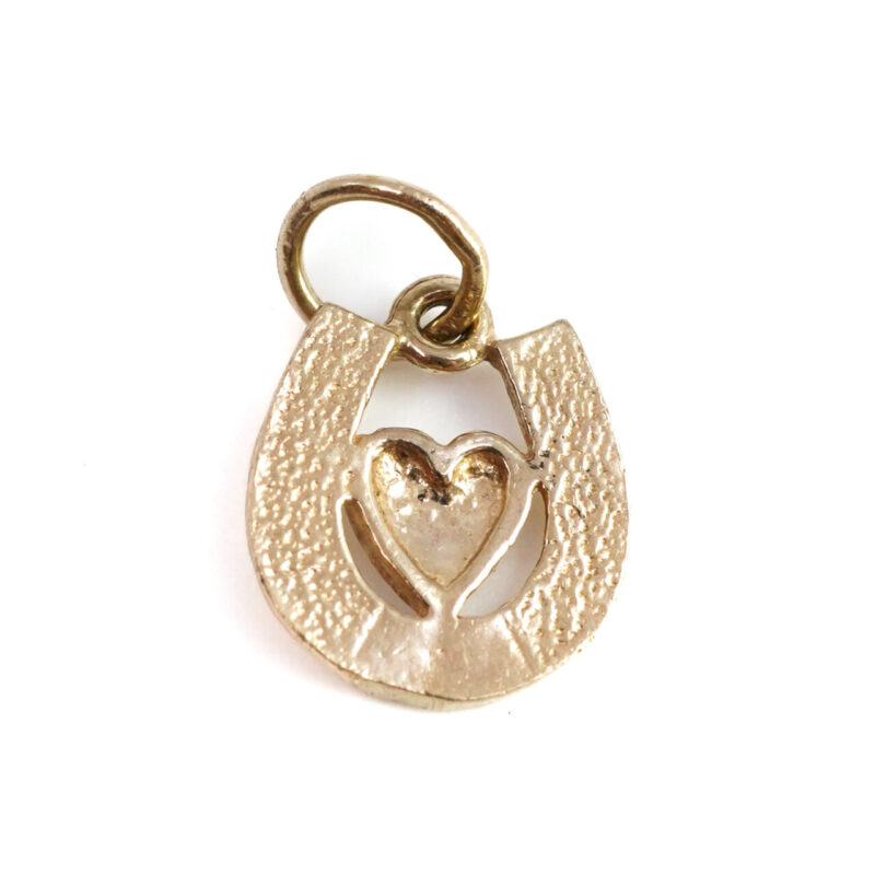 9ct Yellow Gold Lucky Horseshoe Heart Charm #D65320 - Image 2