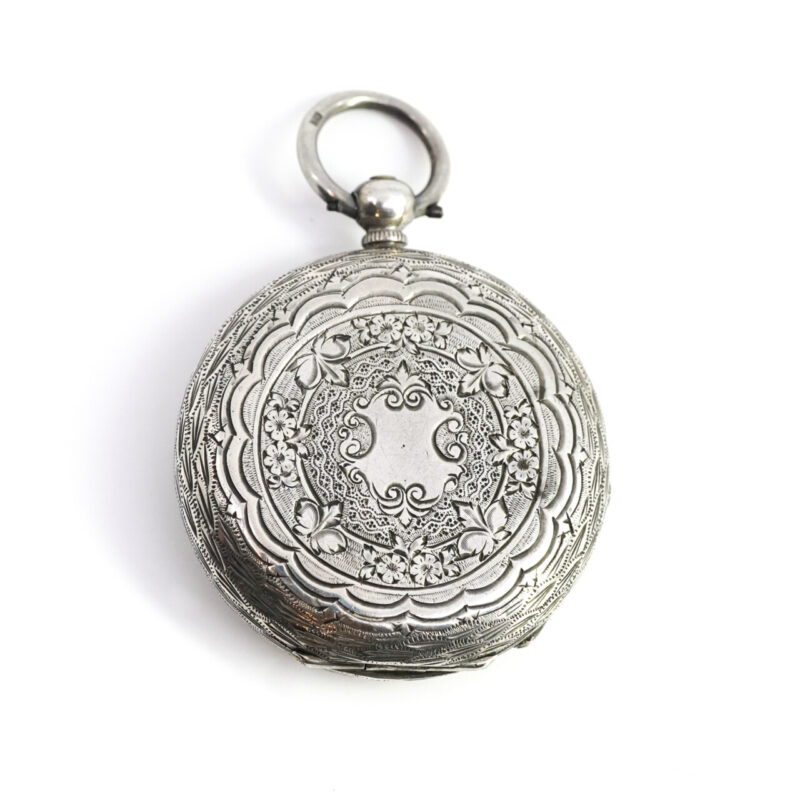 Antique Locket Fob Pendant in Sterling Silver c.1885 Birmingham/England #4255-38 - Image 4