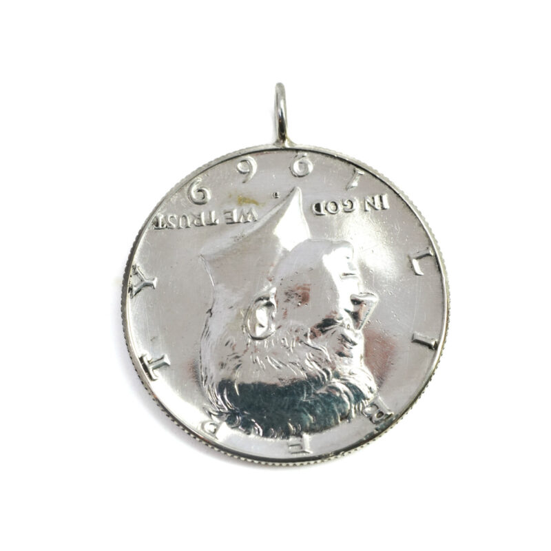 Silver Half-Dollar Coin Pendant - 1969 Kennedy Half Dollar Coin Pendant #64292-31 - Image 5