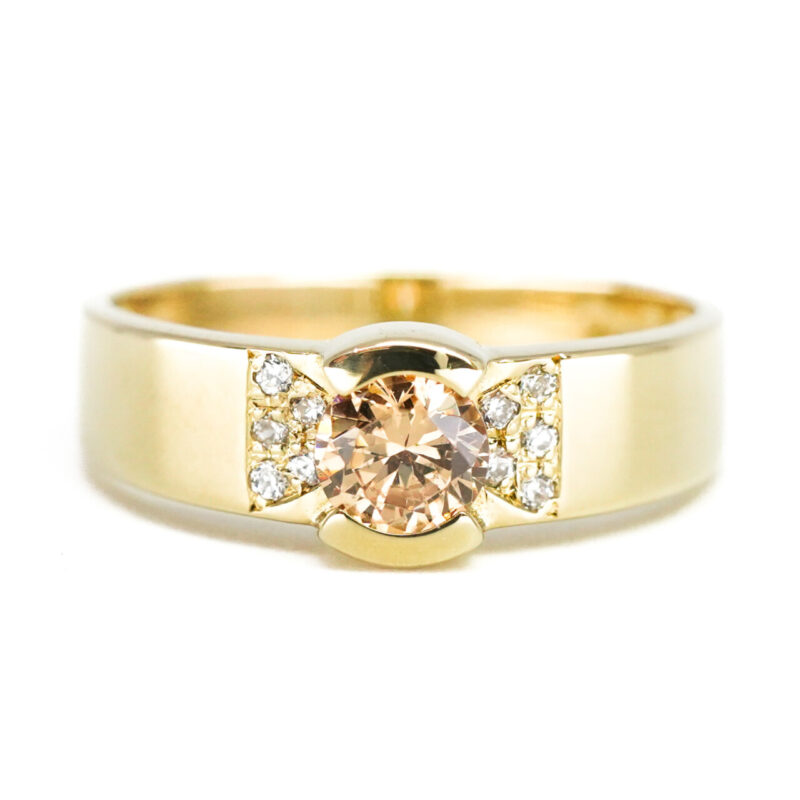 14ct Yellow Gold Brown CZ Ring Size N #3893-1 - Image 5