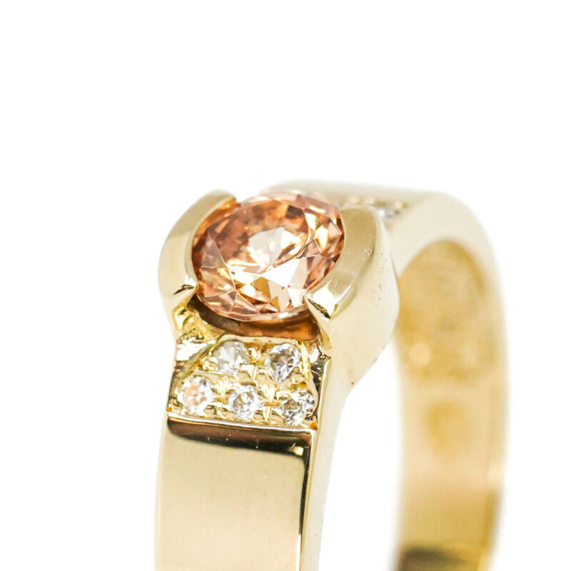 14ct Yellow Gold Brown CZ Ring Size N #3893-1 - Image 3