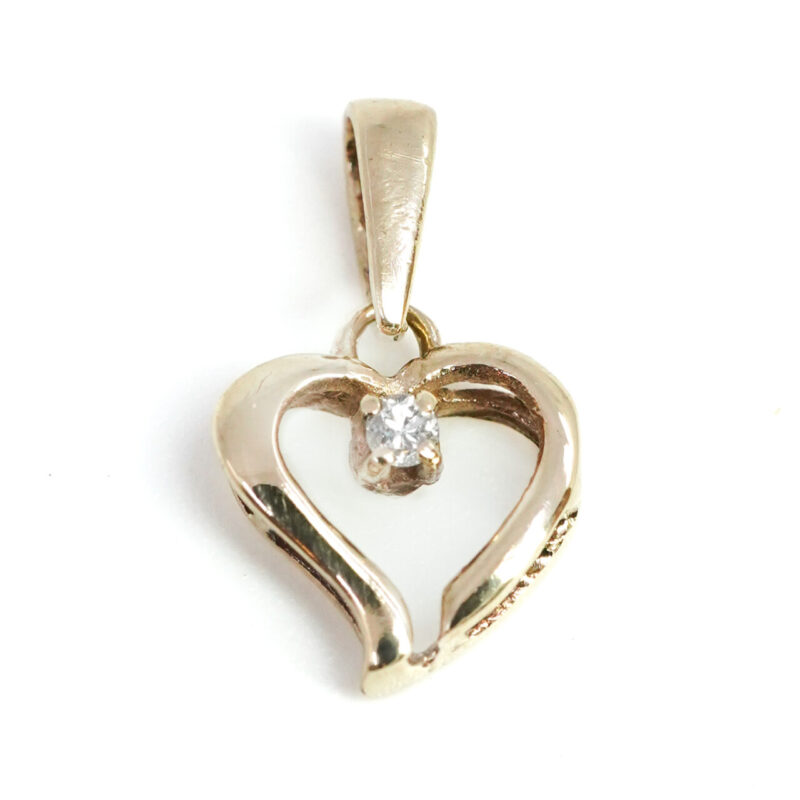 9ct Yellow Gold Love Heart Diamond Pendant #4255-44 - Image 3