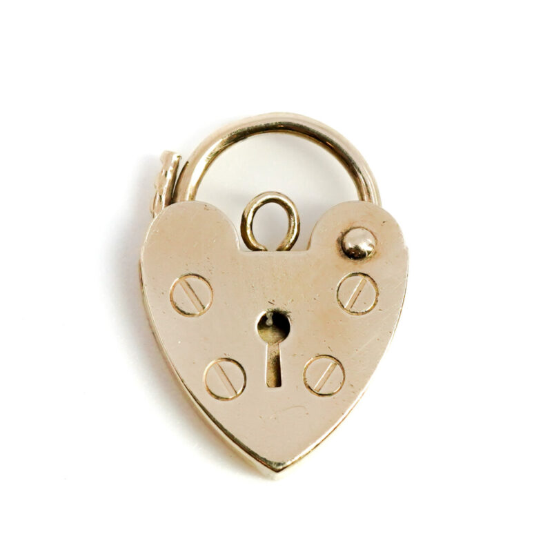 9ct Yellow Gold Love-Heart Clasp Padlock Pendant #4255-21