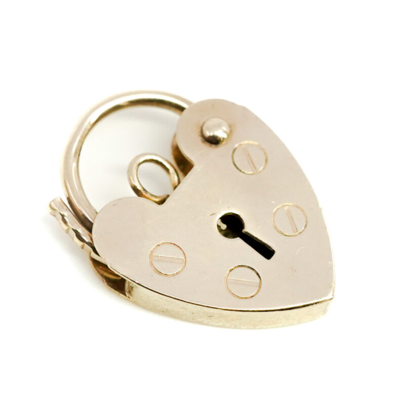 9ct Yellow Gold Love-Heart Clasp Padlock Pendant #4255-21 - Image 3