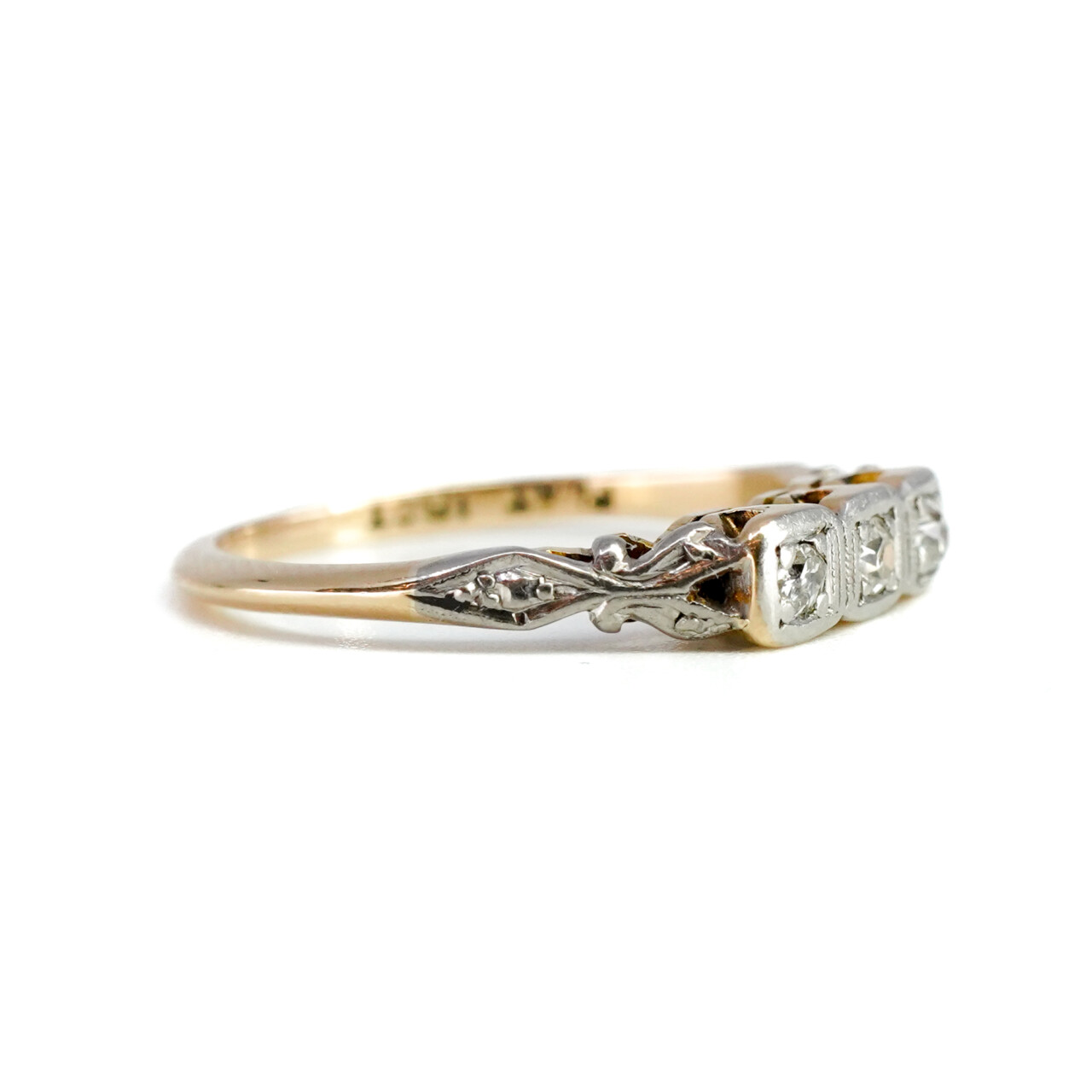 Vintage 18ct Yellow Gold & Platinum Diamond Trilogy Ring Size J 1/2 #65251 Vintage 18ct Yellow Gold & Platinum Diamond Trilogy Ring Size J 1/2 #65251 - Image 8