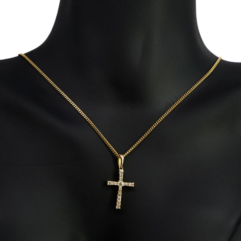 18ct Yellow Gold Diamond Cross Pendant #4255-33 - Image 4