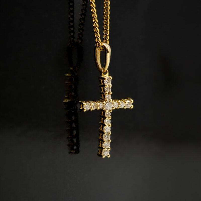 18ct Yellow Gold Diamond Cross Pendant #4255-33 - Image 2