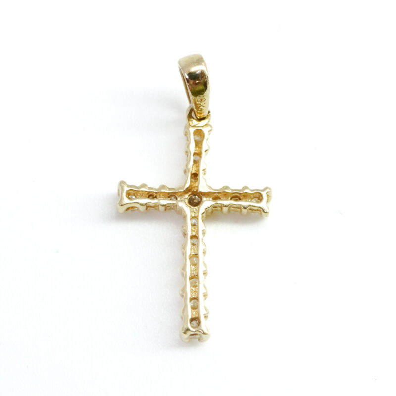 18ct Yellow Gold Diamond Cross Pendant #4255-33 - Image 9