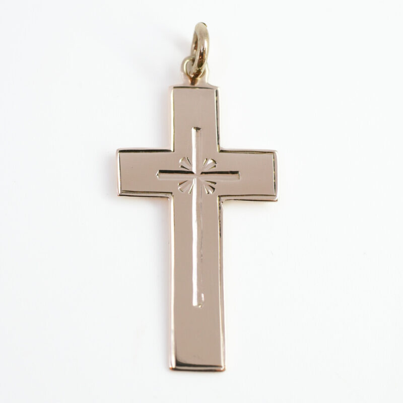 9ct Pale Yellow Gold Cross Pendant #4255-43