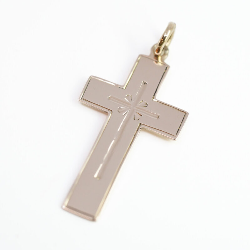 9ct Pale Yellow Gold Cross Pendant #4255-43 - Image 4