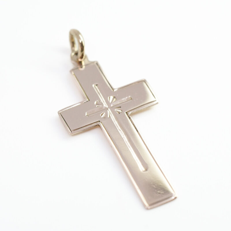 9ct Pale Yellow Gold Cross Pendant #4255-43 - Image 5