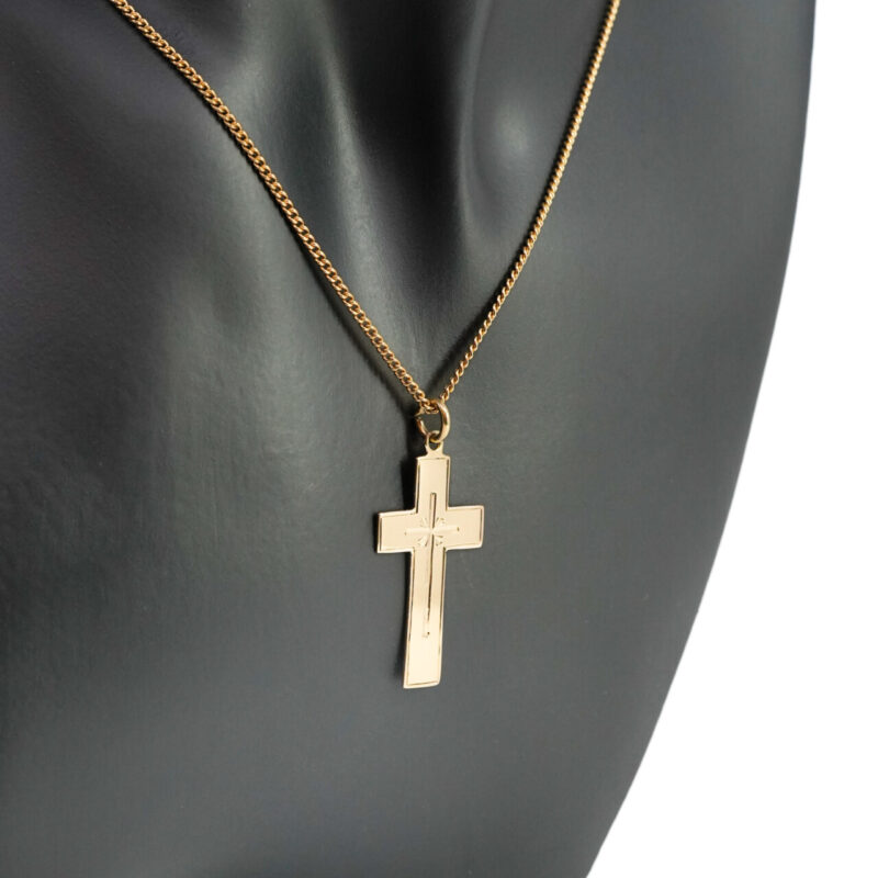 9ct Pale Yellow Gold Cross Pendant #4255-43 - Image 2