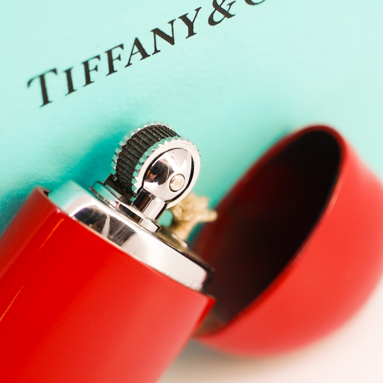 Tiffany & Co. Rare Elsa Peretti Tiffany Beans Oil Lighter - Red C